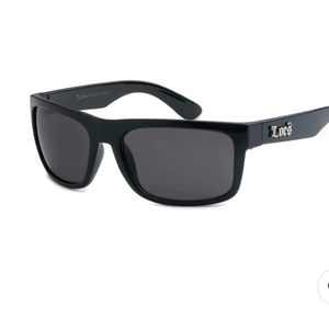 LOCS 8LOC91063-BK OLD SCHOOL SQUARE WRAP SHINY BLACK FRAME UNISEX SUNGLASSES